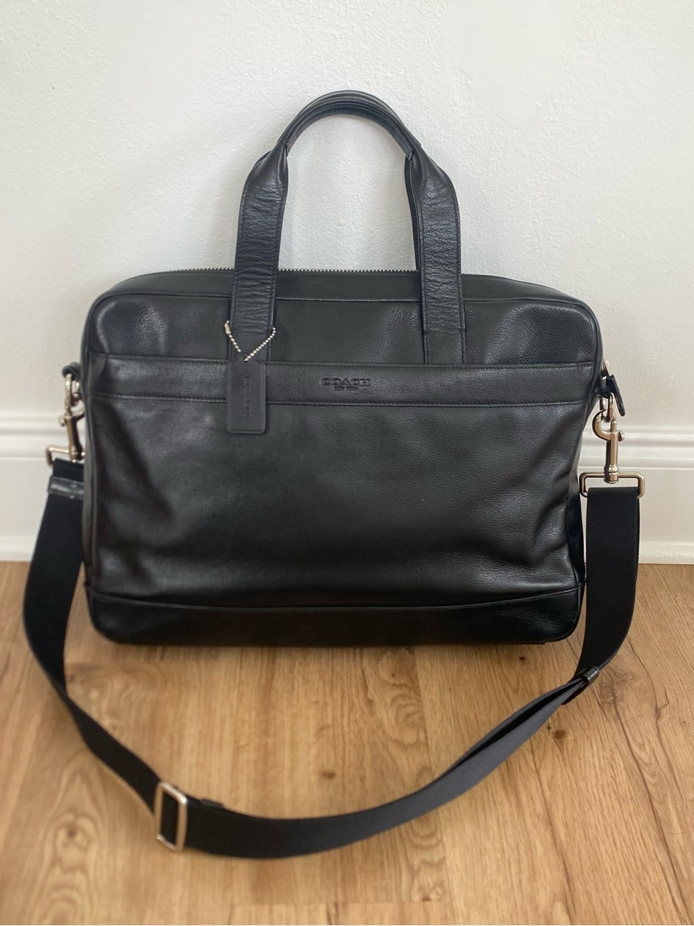 COACH Hamilton Black Pebbled Leather Men’s Briefcase